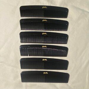 Vintage 1980s Goody Set of 6 Black 5" Combs - Old Store Stock